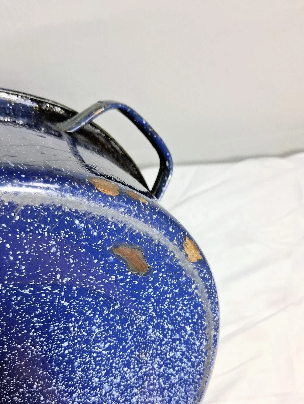 Blue Speckled Eamel Roaster 18 X 12 X 8 with Lid Fair but Functional Condition